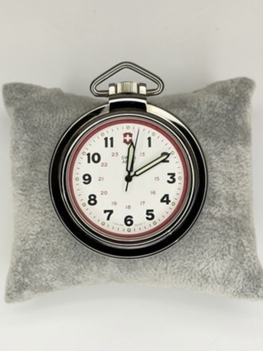 Vintage Victorinox Swiss Army Pocket Watch White Dial Red Ring Quartz Field